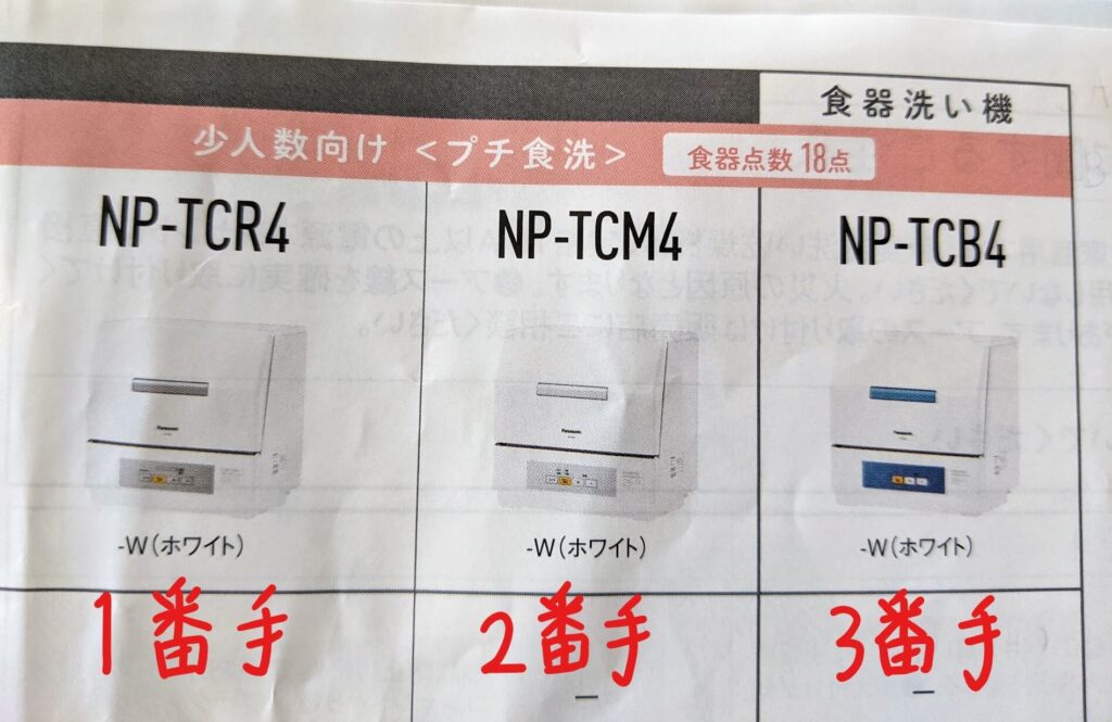 「NP-TCR4」「NP-TCM4」「NP-TCB4」